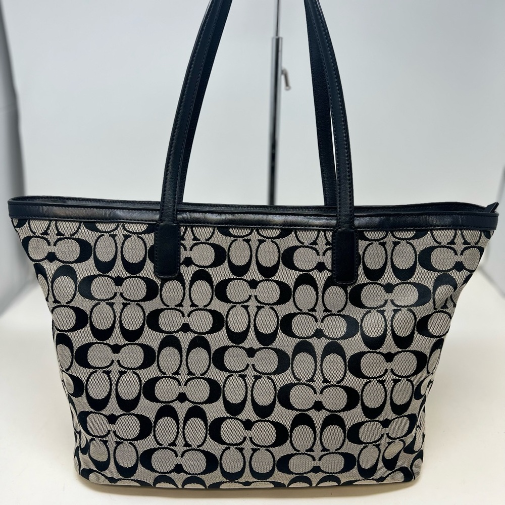 Coach, Monogram Canvas with Leather trim,Medium Tote